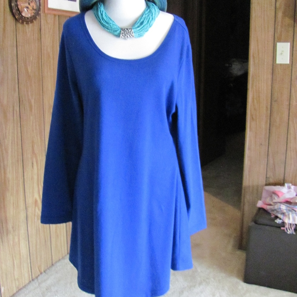 KARABEARAI LADIES BLUE LONG SLEEVE TUNIC SHIRT